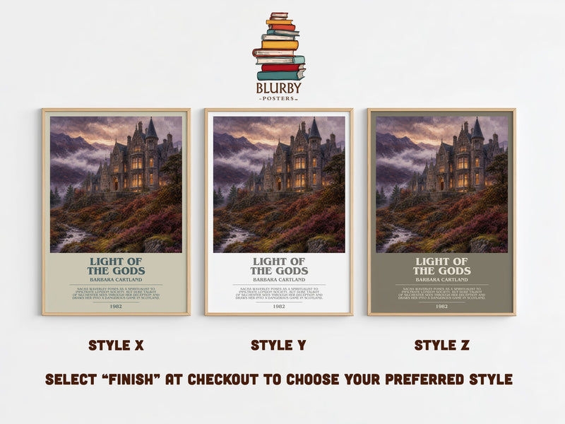 Light Of The Gods bookish print in frame leaning in hallway – romance wall art