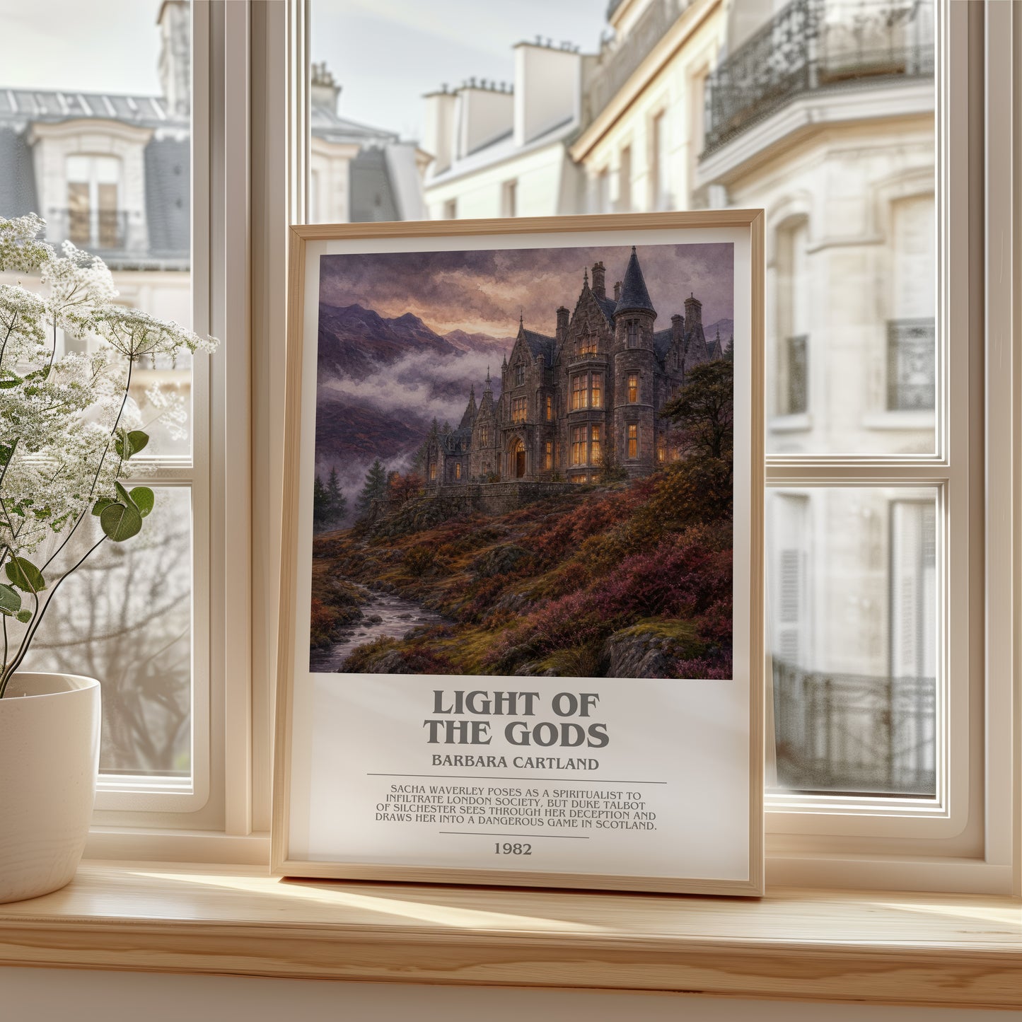 Light Of The Gods bookish poster colour and style options – Barbara Cartland book art