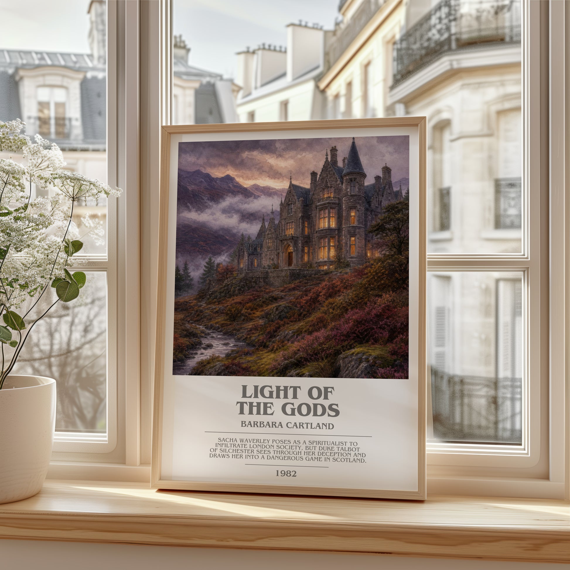 Light Of The Gods bookish poster colour and style options – Barbara Cartland book art