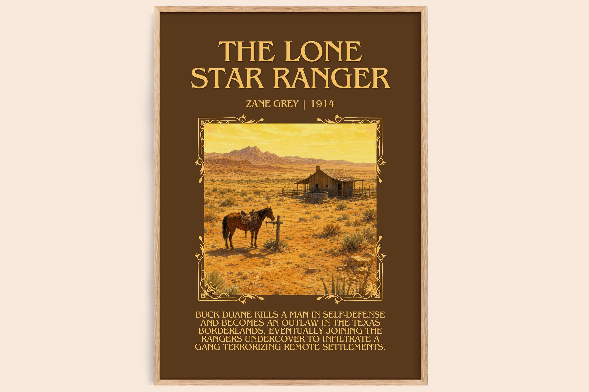 The Lone Star Ranger Minimalist Book Poster by Zane Grey