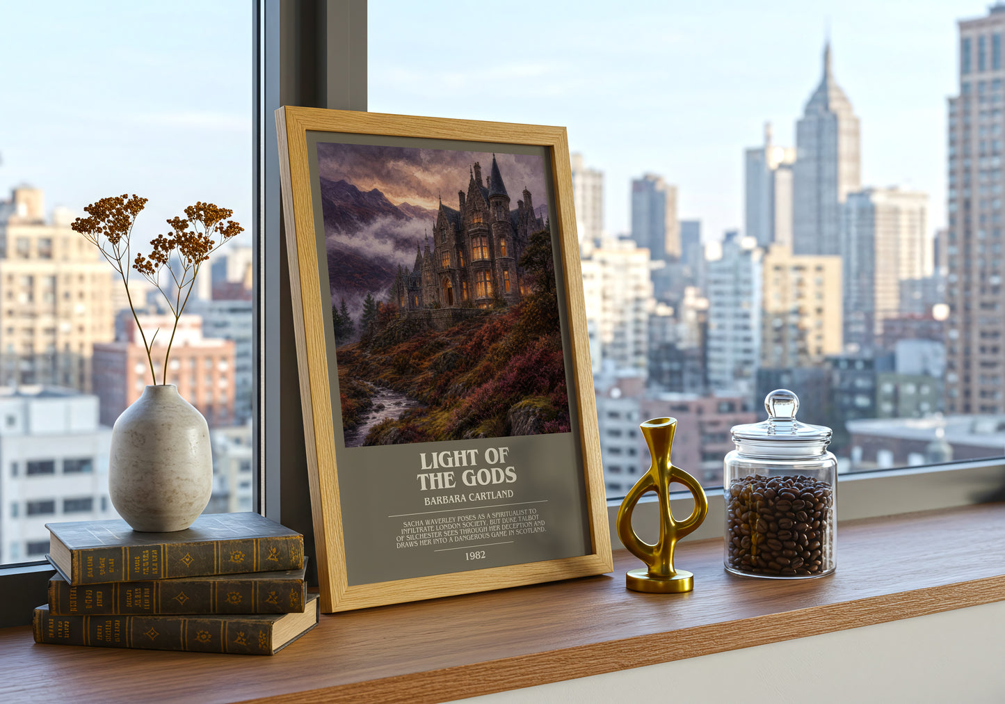 Light Of The Gods bookish print framed by window – literary home decor