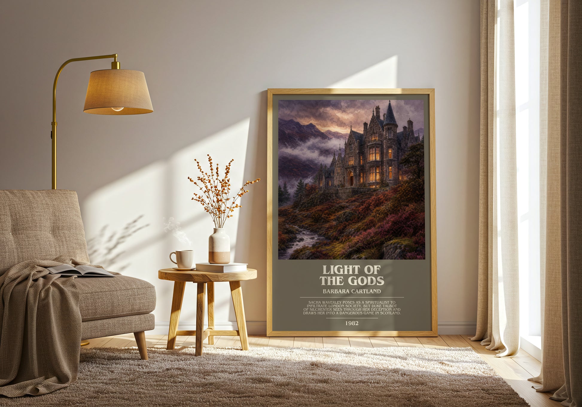 Light Of The Gods bookish print on bookshelf – Barbara Cartland fan gift