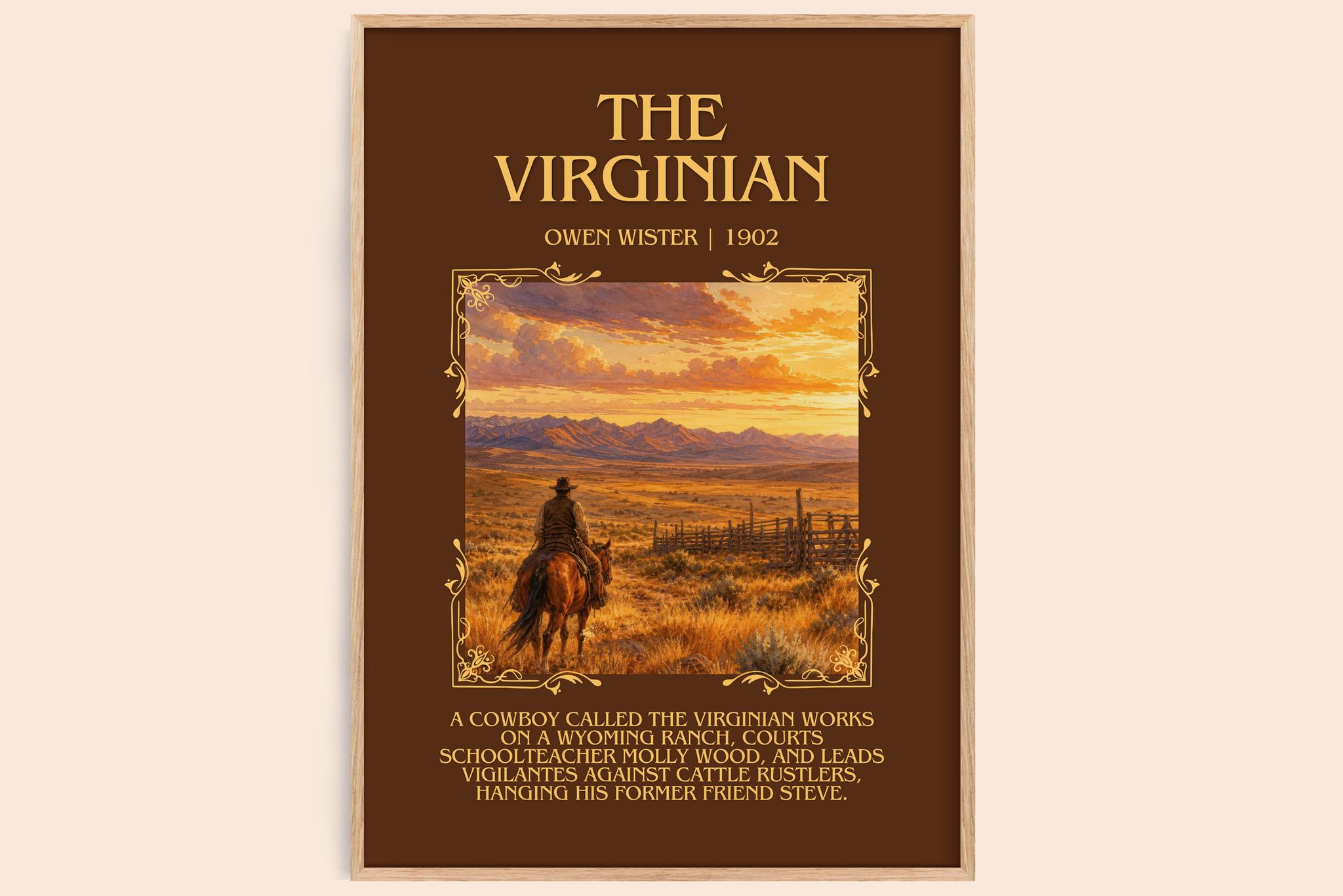 The Virginian Minimalist Book Poster by Owen Wister