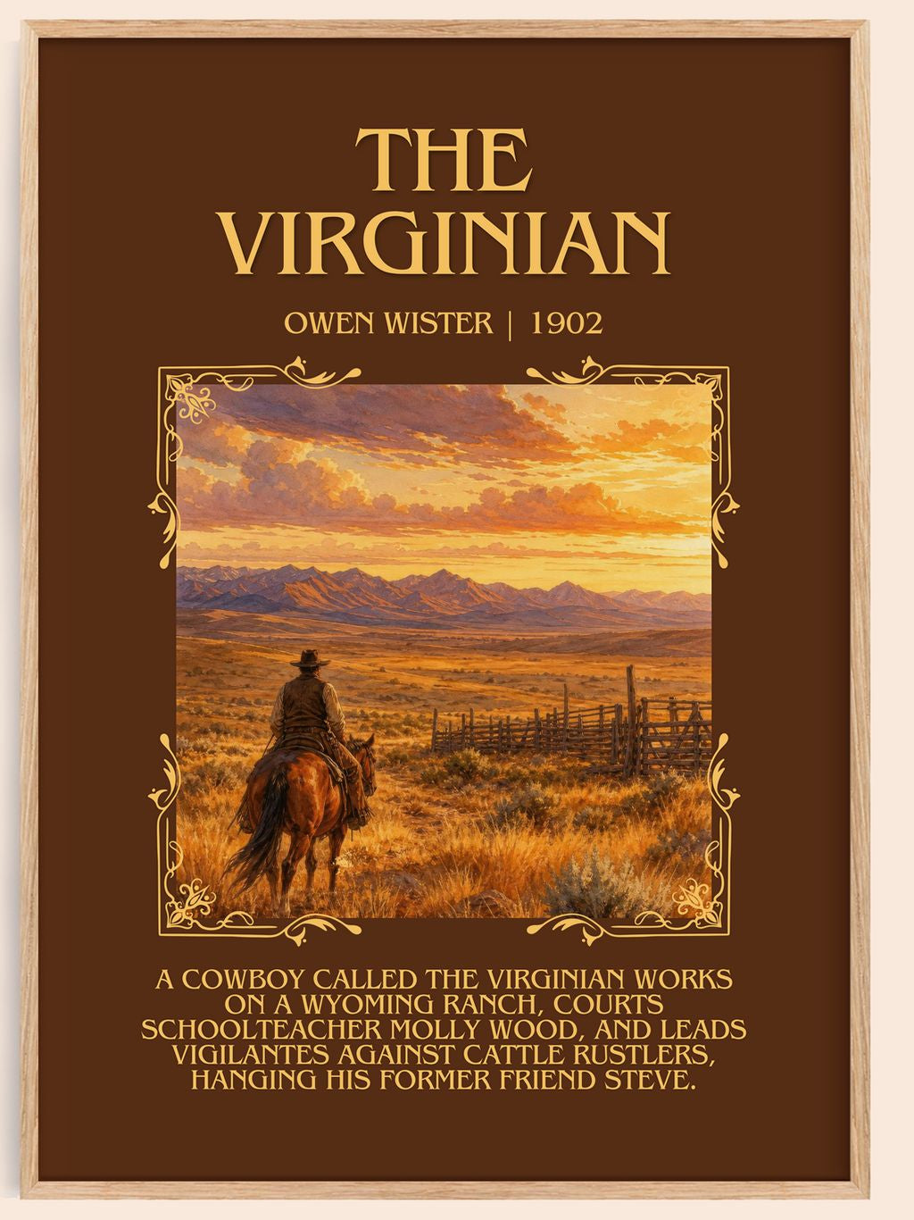 The Virginian Minimalist Book Poster by Owen Wister – book poster