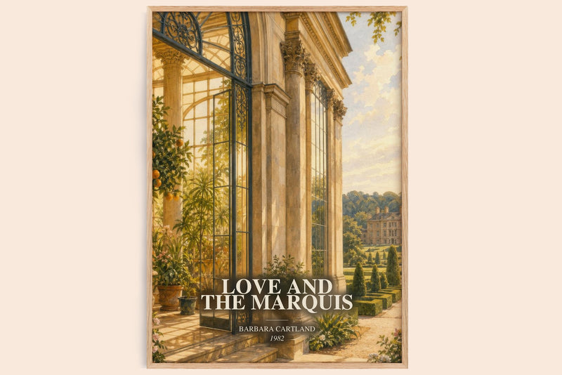 Love And The Marquis watercolour book poster by Barbara Cartland – framed literary art print
