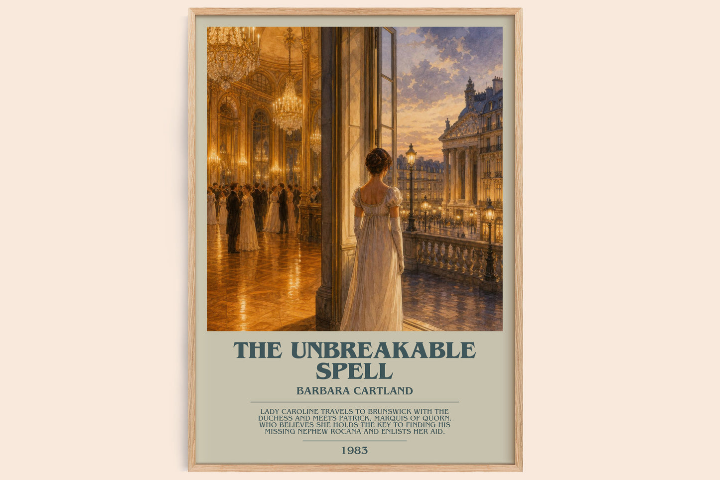 The Unbreakable Spell bookish book poster by Barbara Cartland – framed literary art print