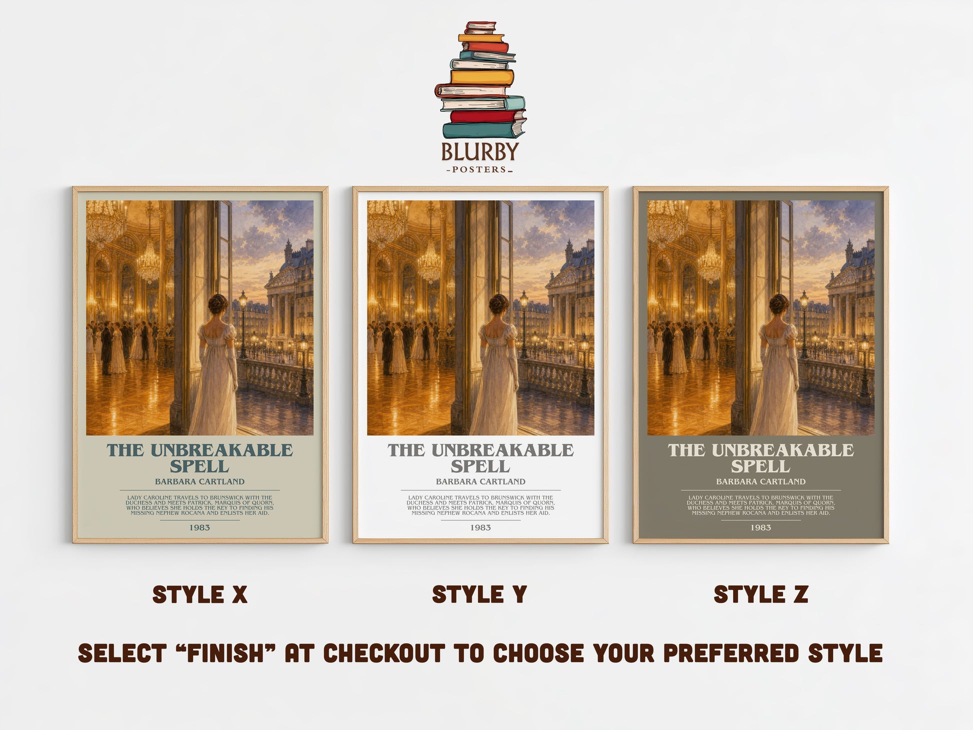The Unbreakable Spell bookish print in frame leaning in hallway – romance wall art