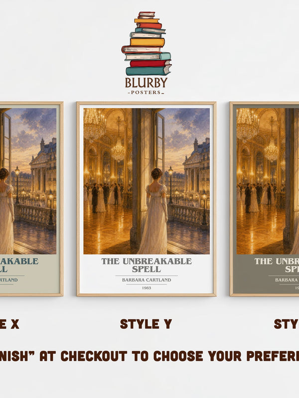 The Unbreakable Spell book cover print in frame leaning in hallway – romance wall art