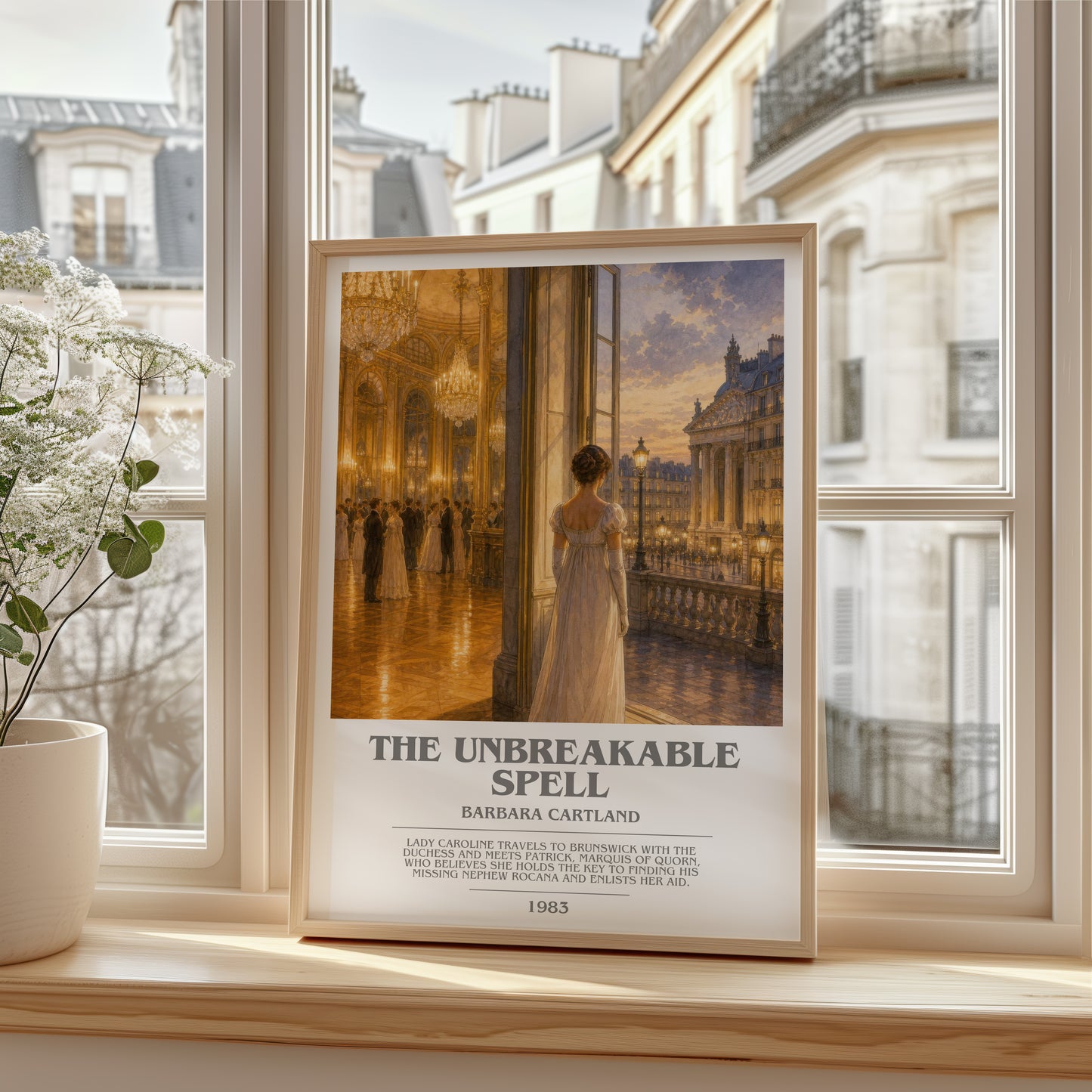 The Unbreakable Spell bookish poster colour and style options – Barbara Cartland book art
