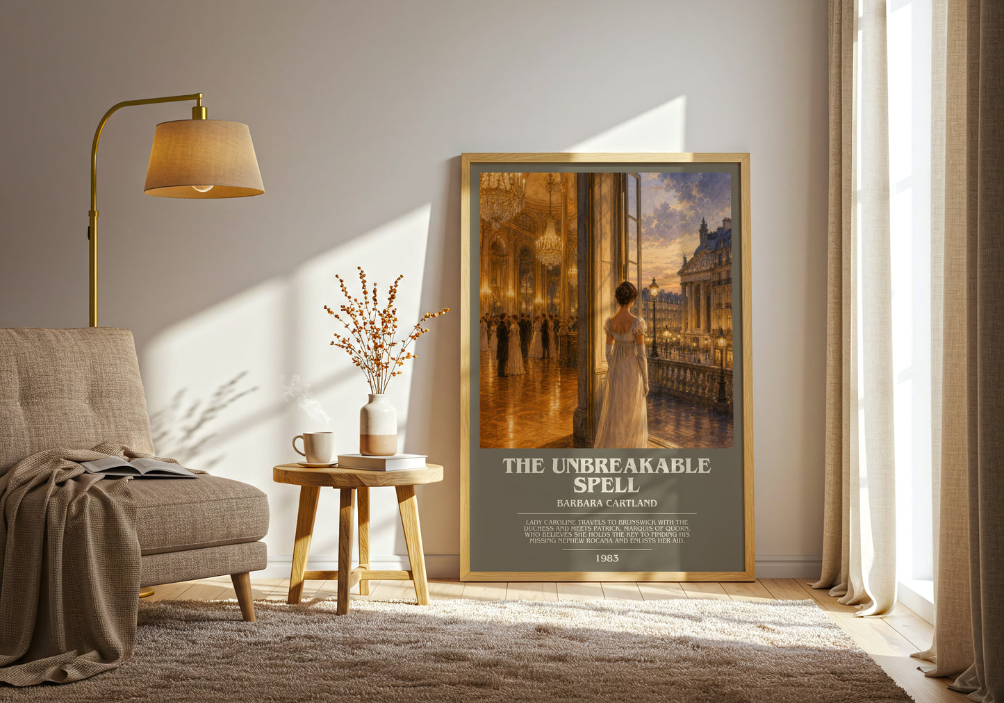 The Unbreakable Spell bookish print on bookshelf – Barbara Cartland fan gift