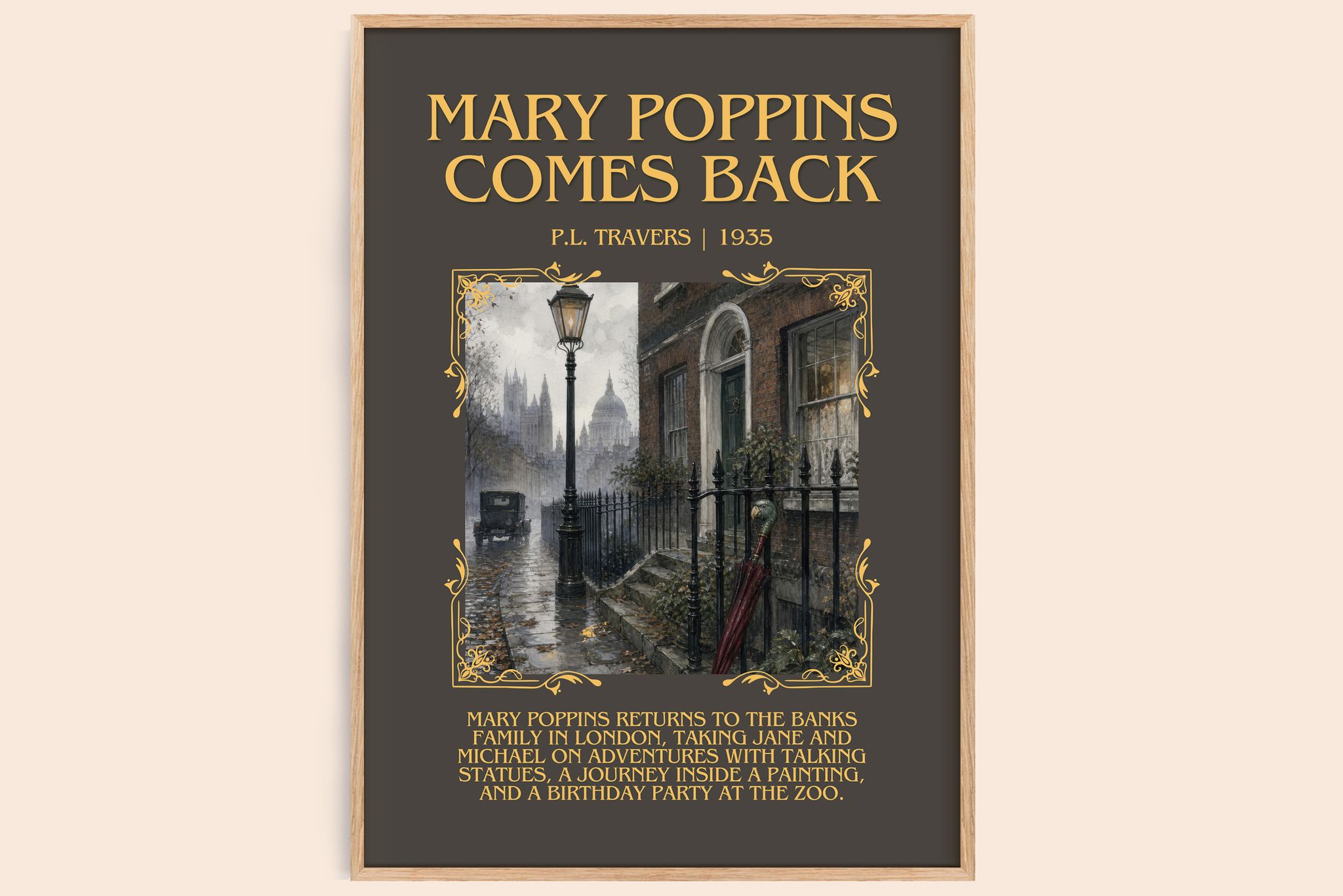 Mary Poppins Comes Back Minimalist Book Poster by P.L. Travers