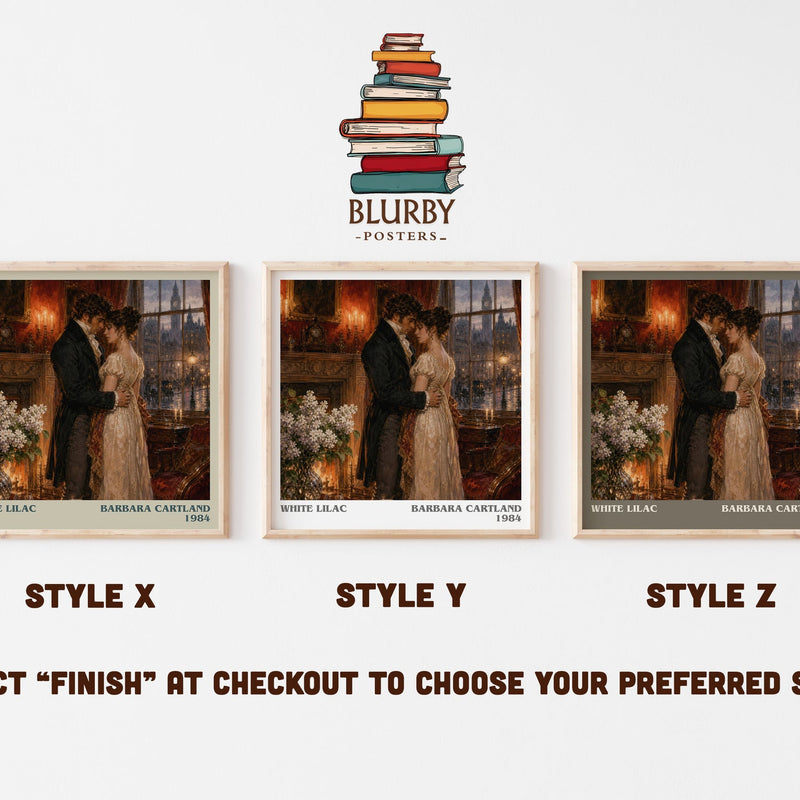 White Lilac literary print in frame leaning in hallway – romance wall art