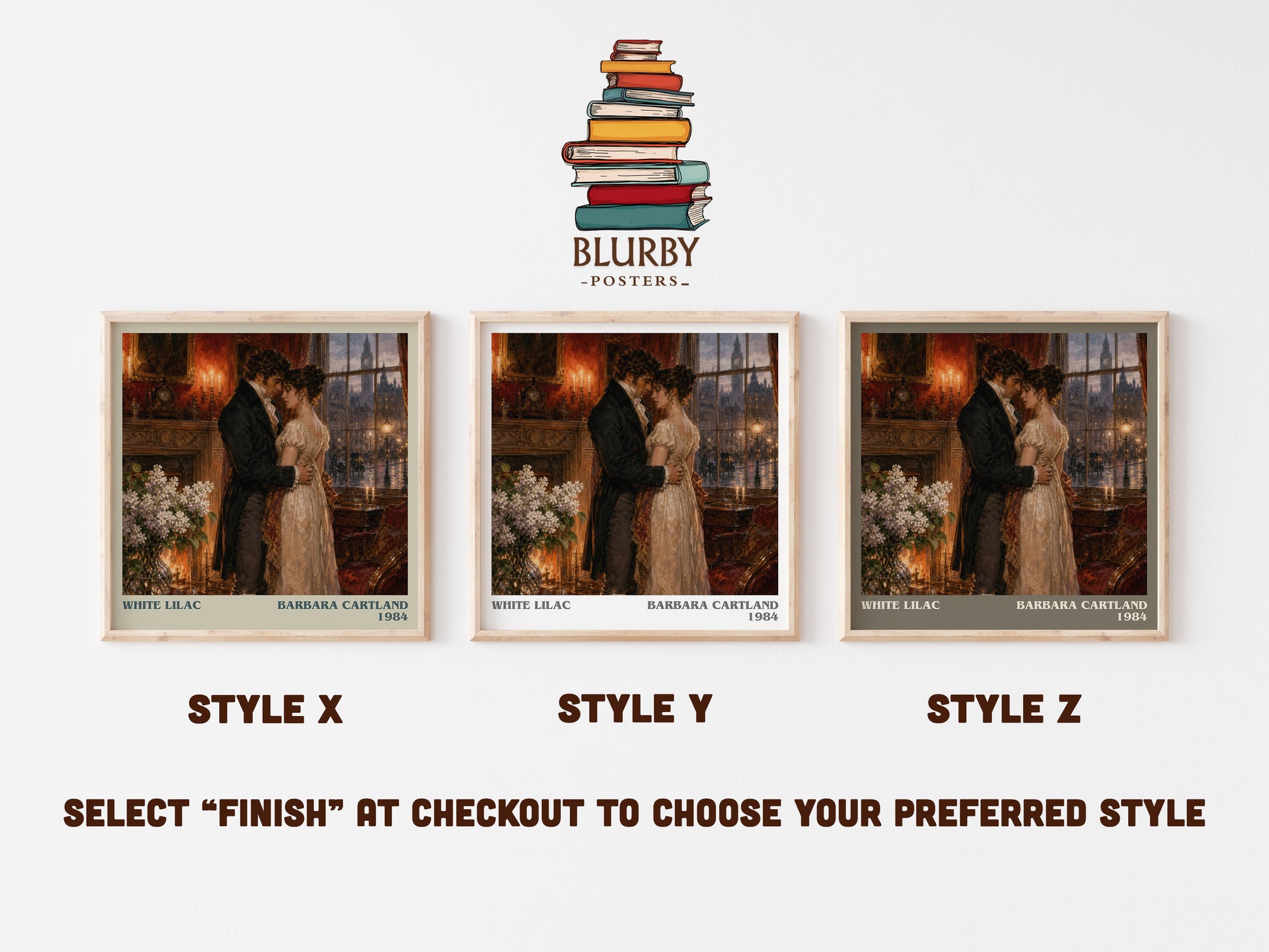 White Lilac literary print in frame leaning in hallway – romance wall art