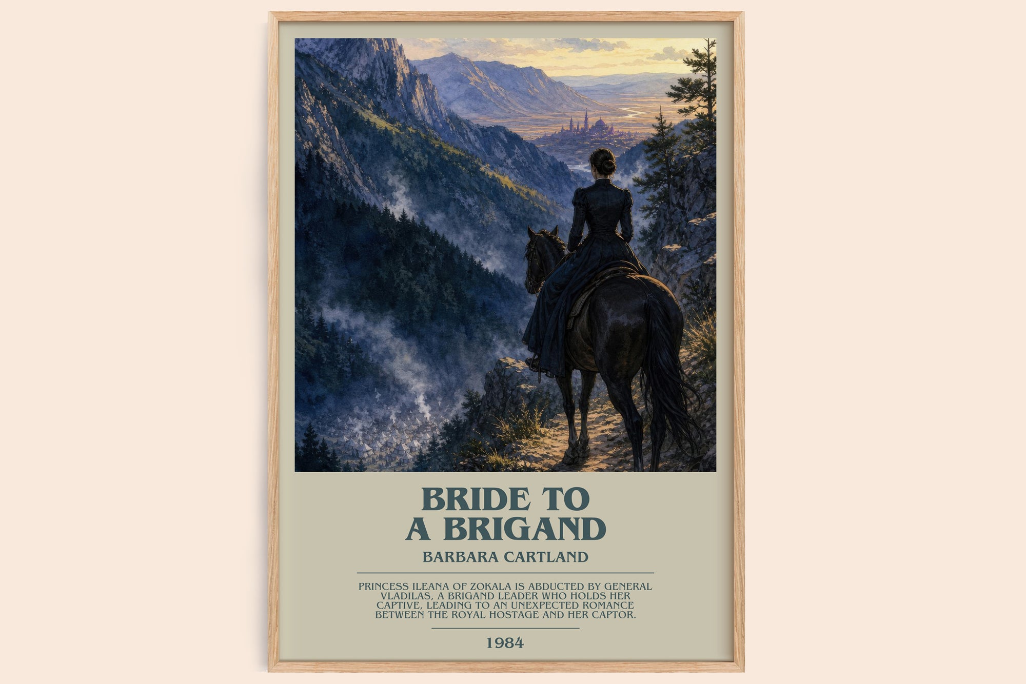 Bride To A Brigand bookish book poster by Barbara Cartland – framed literary art print