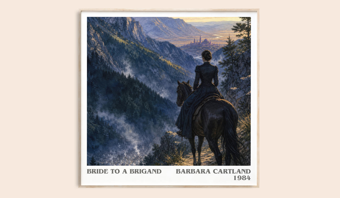 Bride To A Brigand literary book poster by Barbara Cartland – framed literary art print