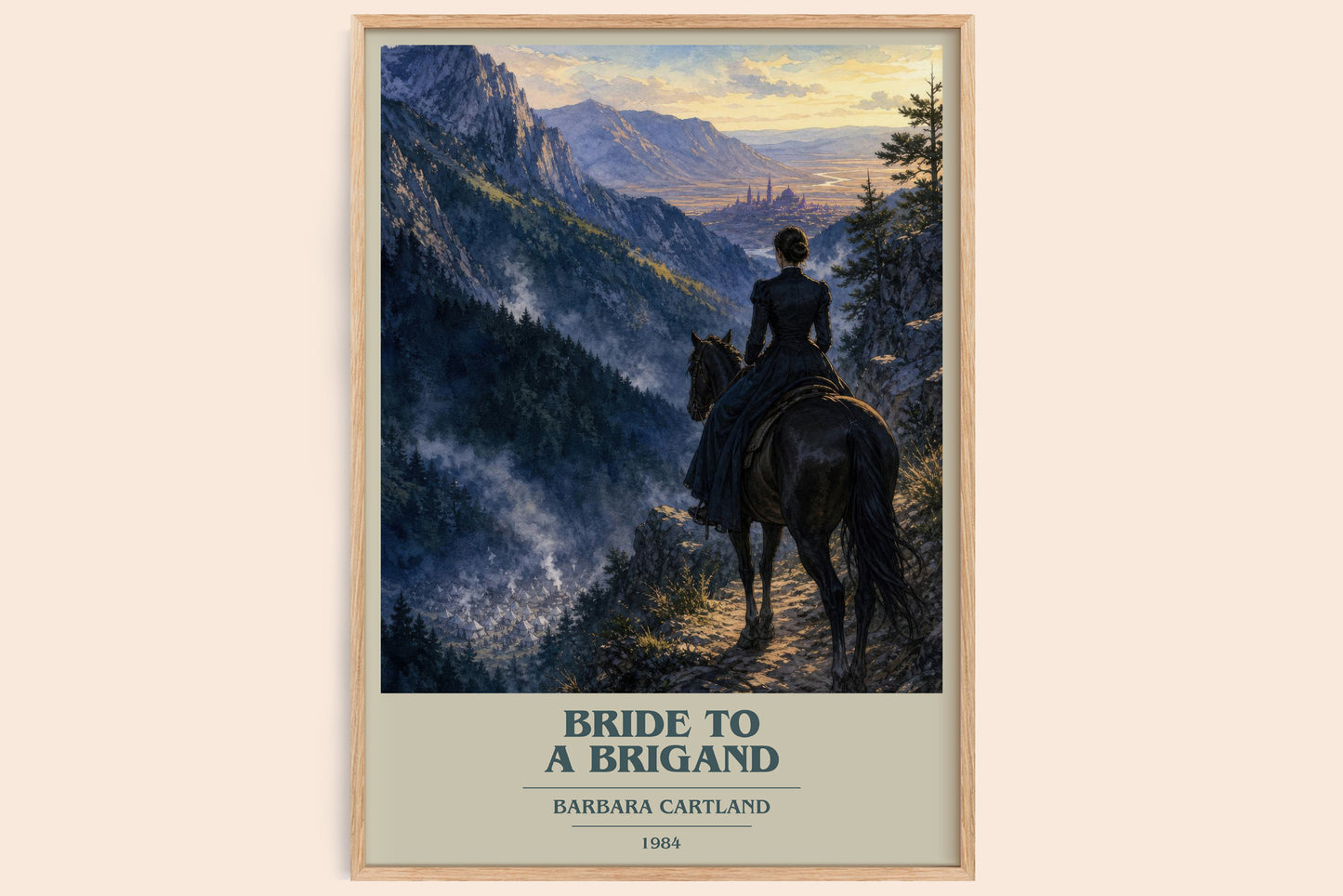 Bride To A Brigand book cover book poster by Barbara Cartland – framed literary art print