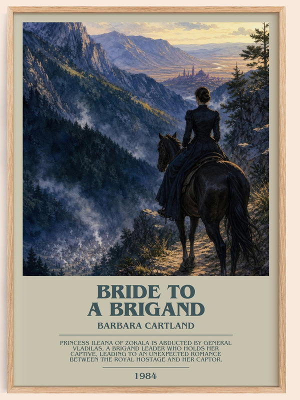 Bride To A Brigand bookish book poster by Barbara Cartland – framed literary art print