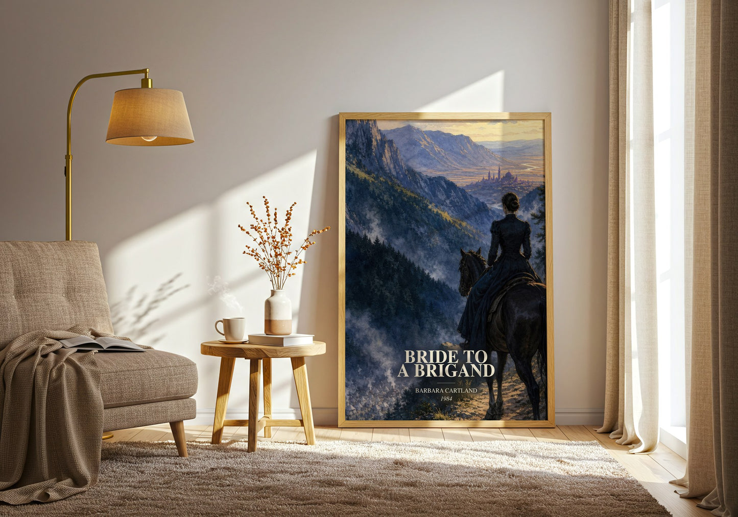 Bride To A Brigand watercolour print in frame leaning in hallway – romance wall art