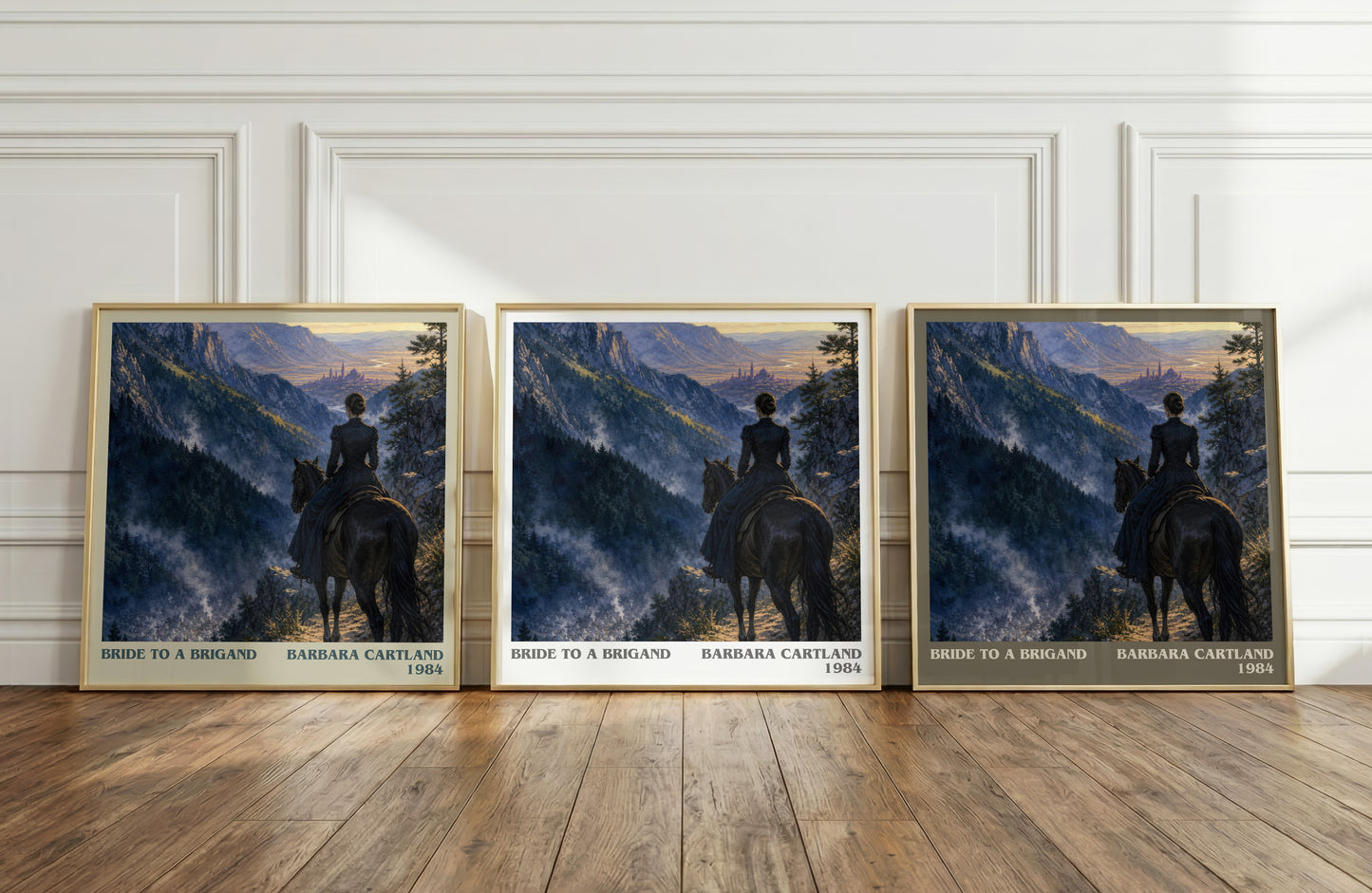 Bride To A Brigand literary art print colour and style options – Barbara Cartland book art