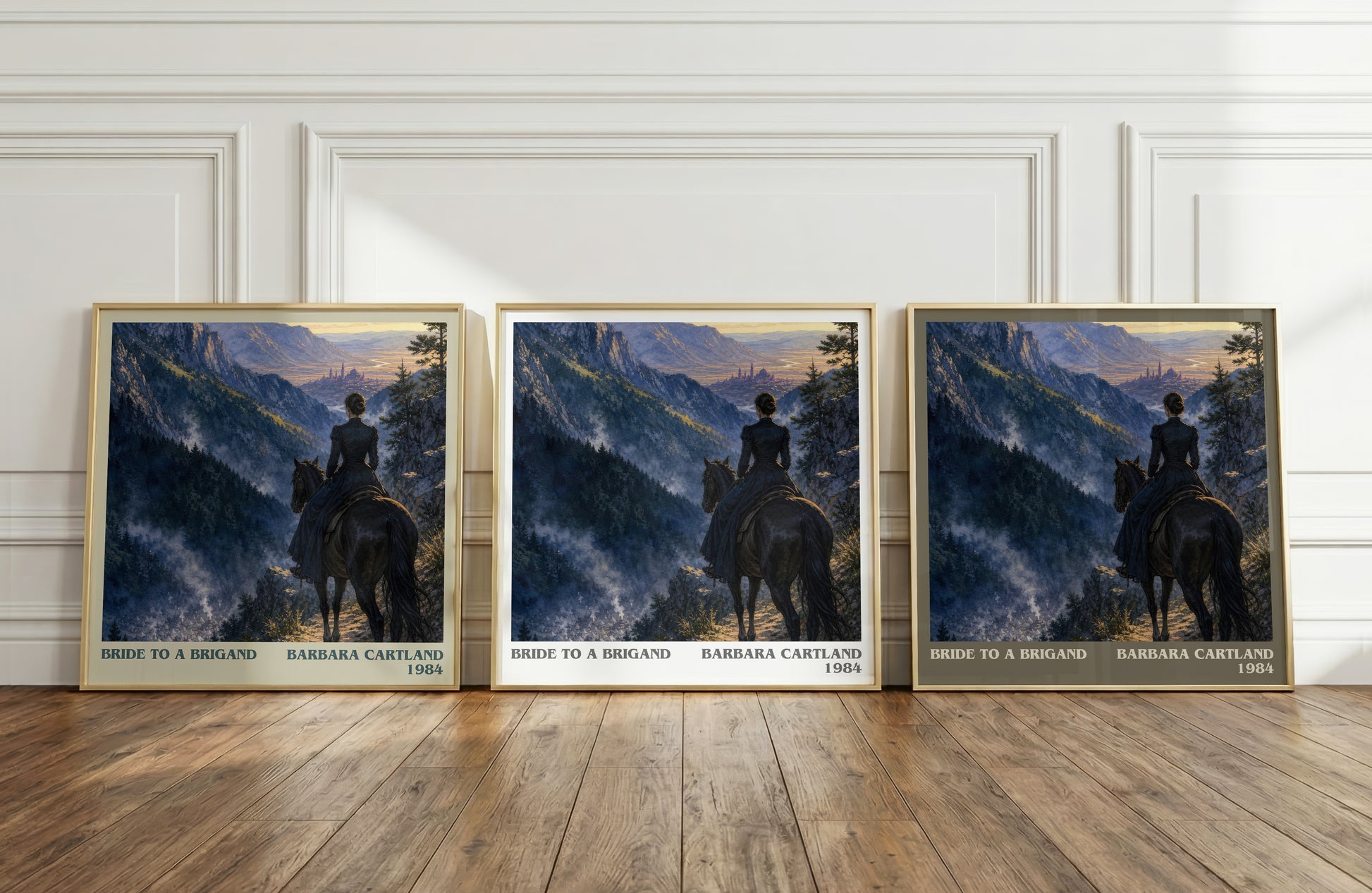 Bride To A Brigand literary art print colour and style options – Barbara Cartland book art