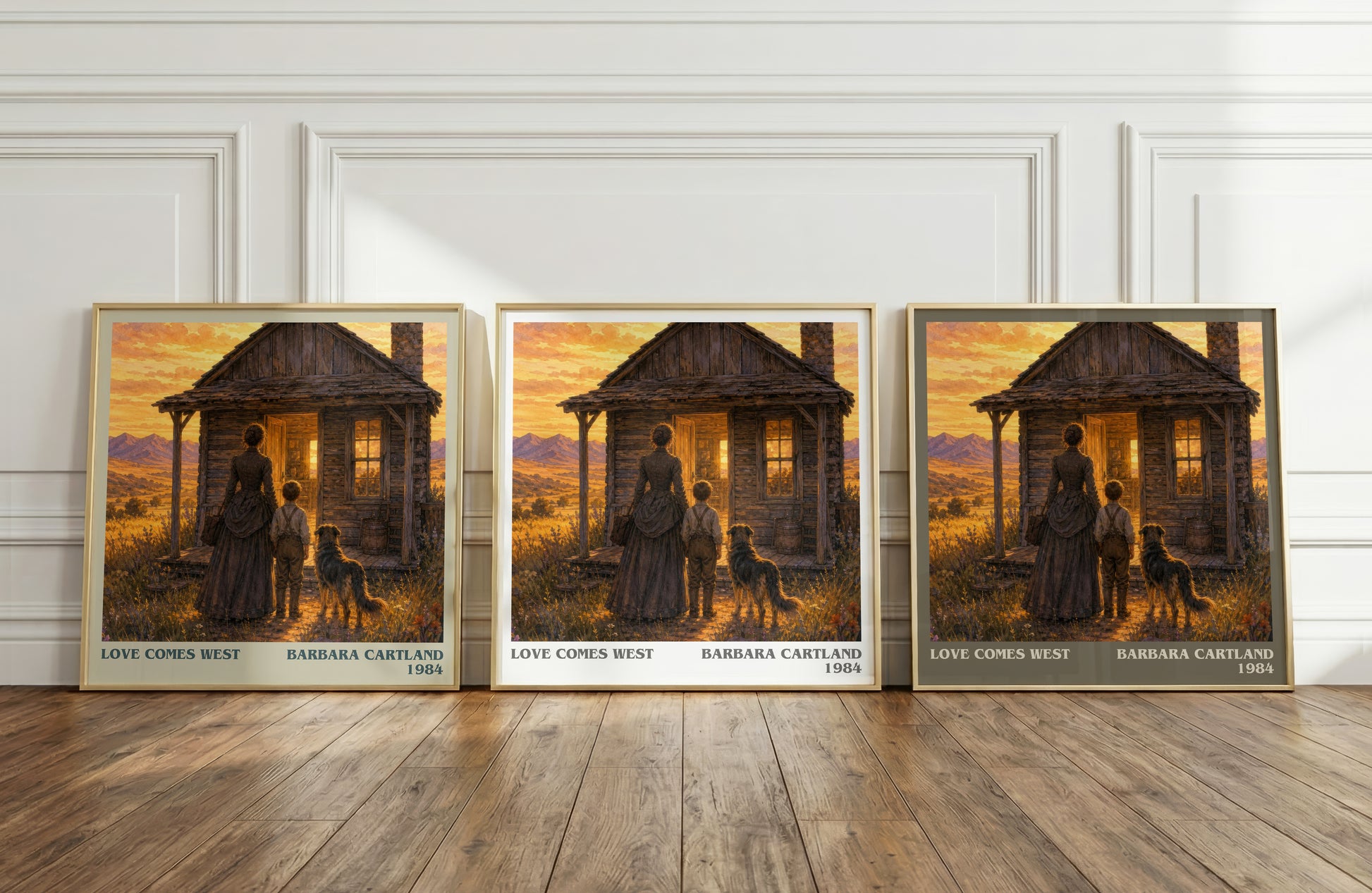 Love Comes West literary art print colour and style options – Barbara Cartland book art