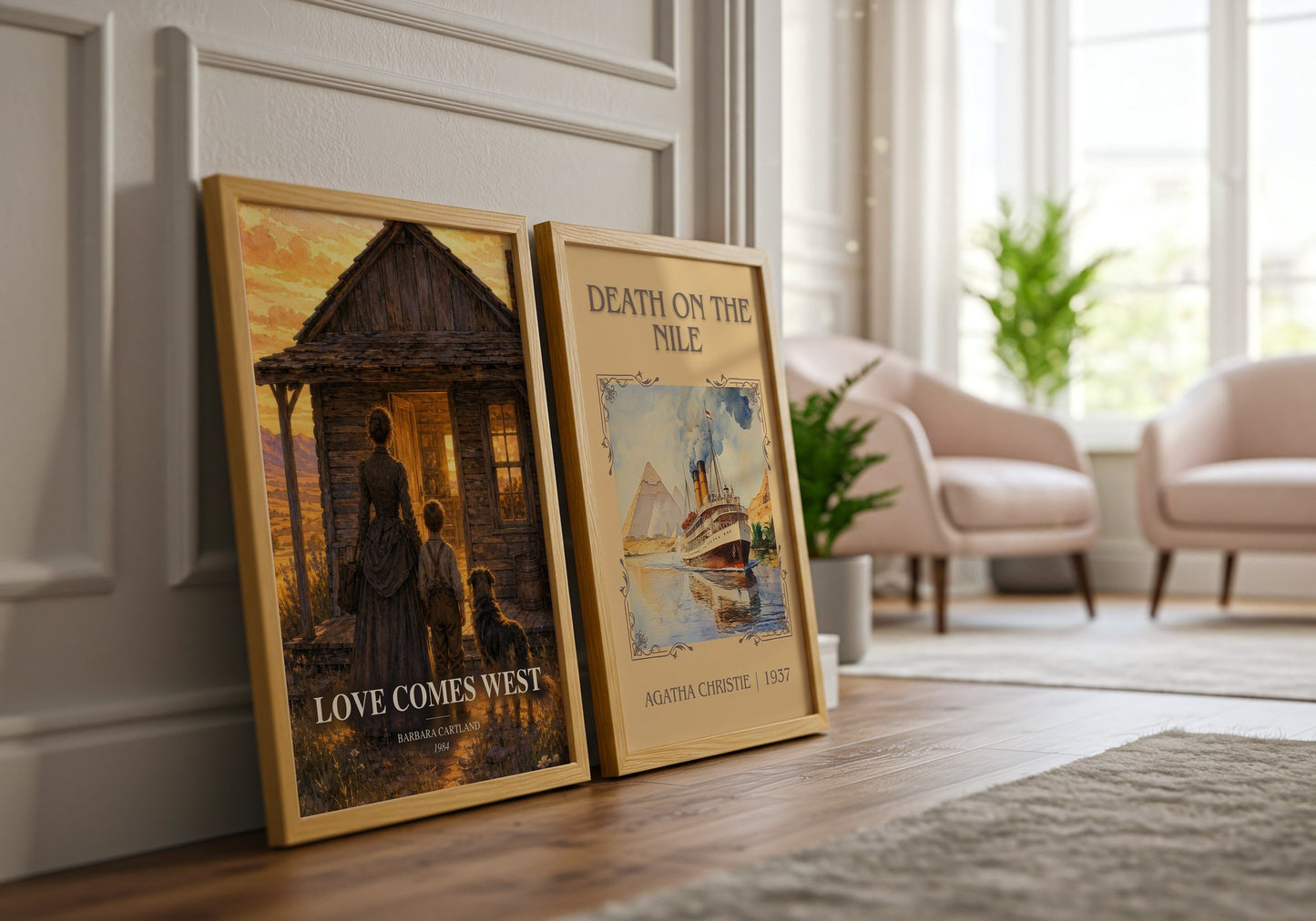 Love Comes West watercolour print framed by window – literary home decor