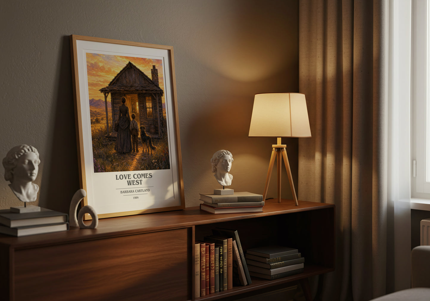 Love Comes West book cover book poster framed on wall – romance wall art