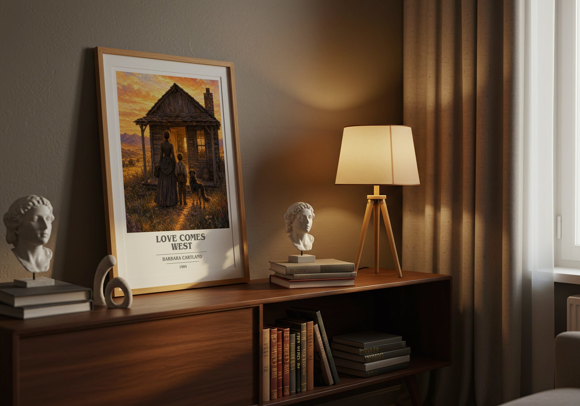 Love Comes West book cover book poster framed on wall – romance wall art