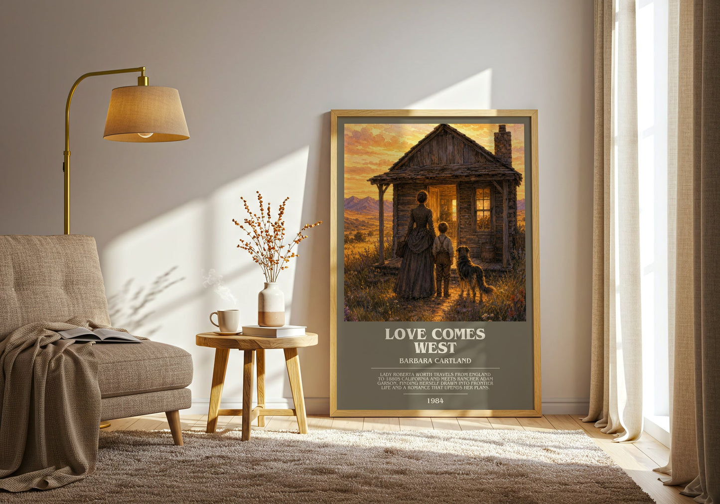 Love Comes West bookish print on bookshelf – Barbara Cartland fan gift