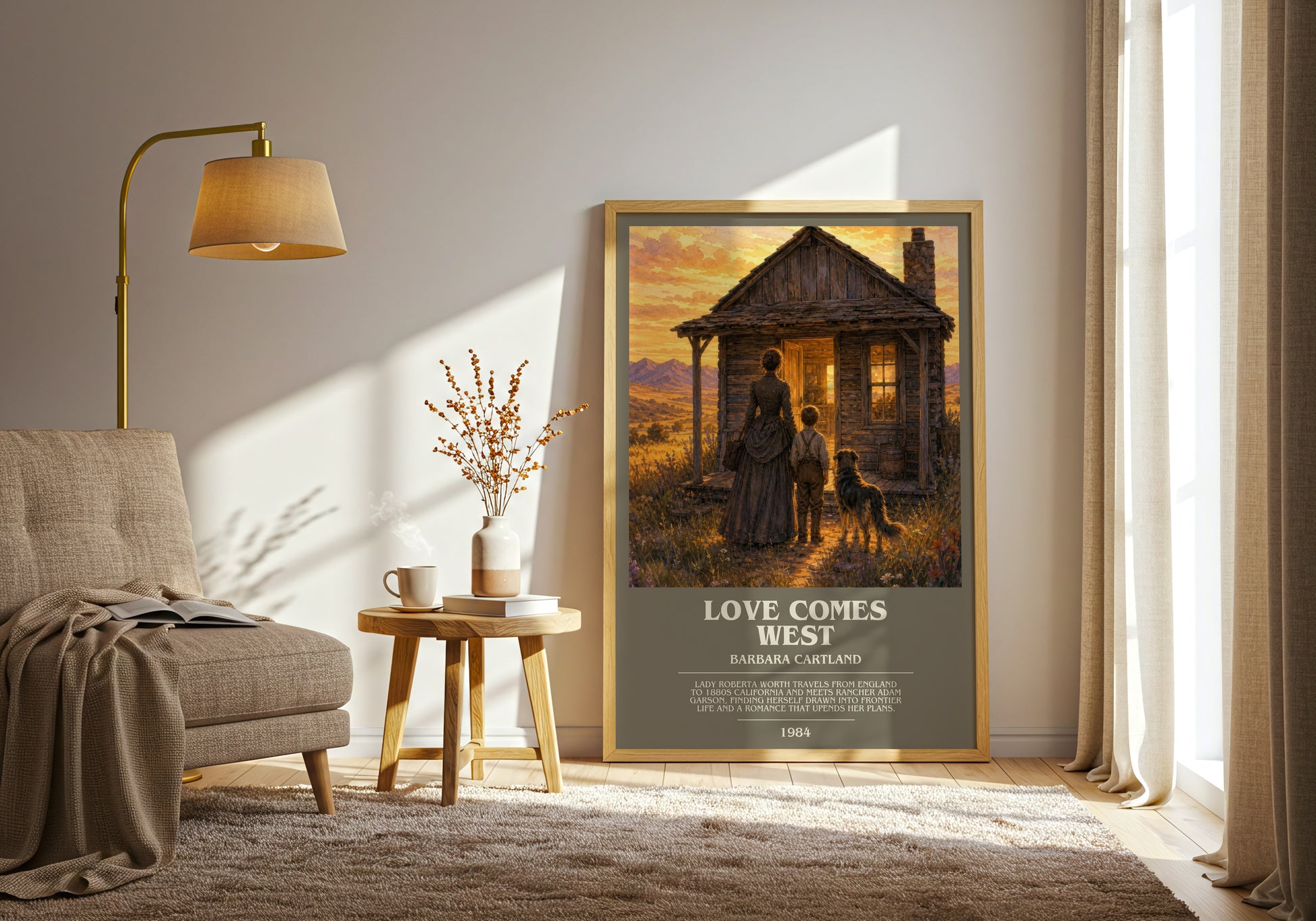 Love Comes West bookish print on bookshelf – Barbara Cartland fan gift