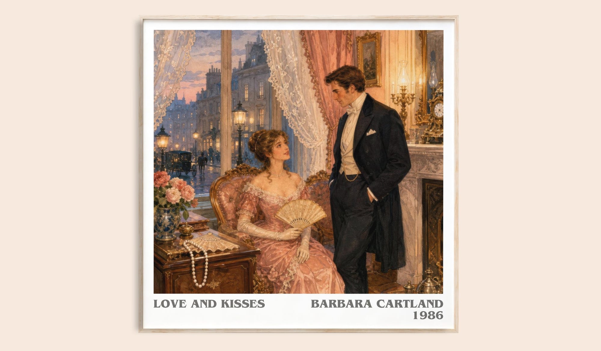 Love And Kisses literary book poster by Barbara Cartland – framed literary art print