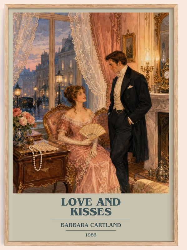 Love And Kisses book cover book poster by Barbara Cartland – framed literary art print