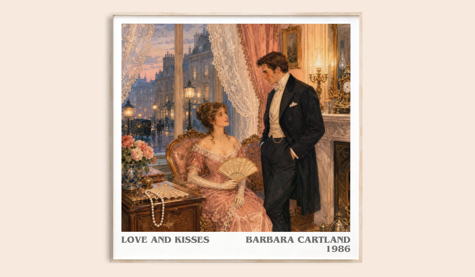 Love And Kisses literary book poster by Barbara Cartland – framed literary art print