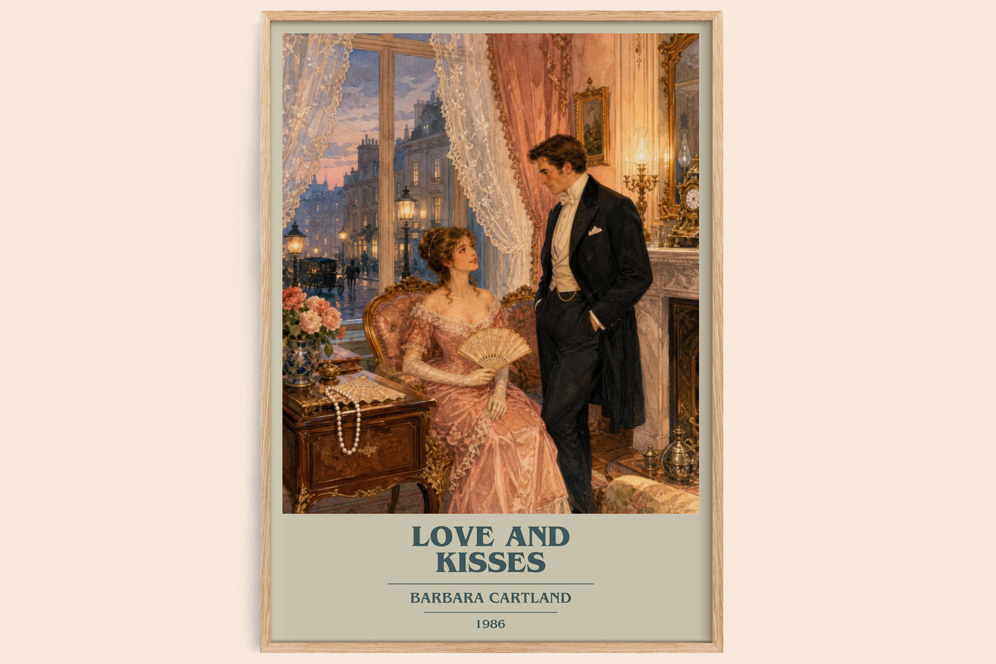 Love And Kisses book cover book poster by Barbara Cartland – framed literary art print