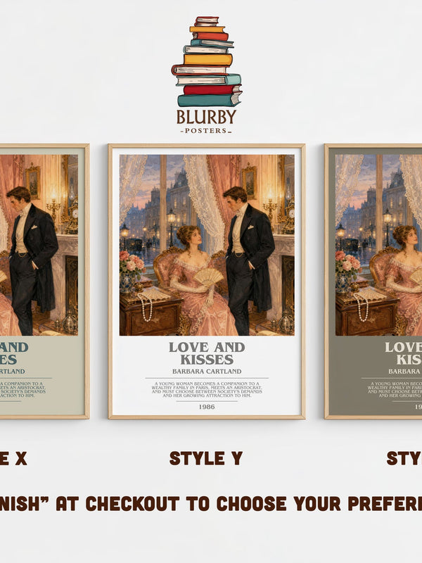 Love And Kisses bookish print in frame leaning in hallway – romance wall art
