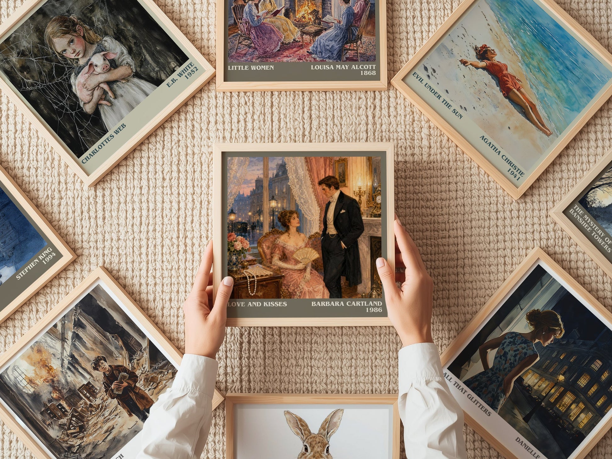 Love And Kisses literary book poster framed on wall – romance wall art