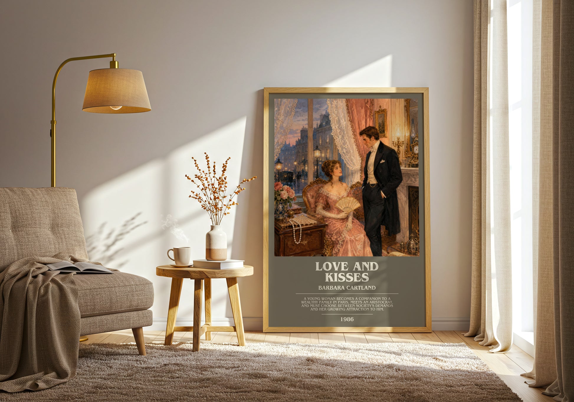 Love And Kisses bookish print on bookshelf – Barbara Cartland fan gift
