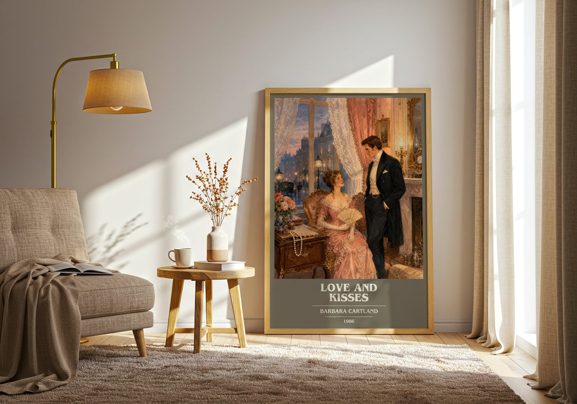 Love And Kisses book cover print on bookshelf – Barbara Cartland fan gift