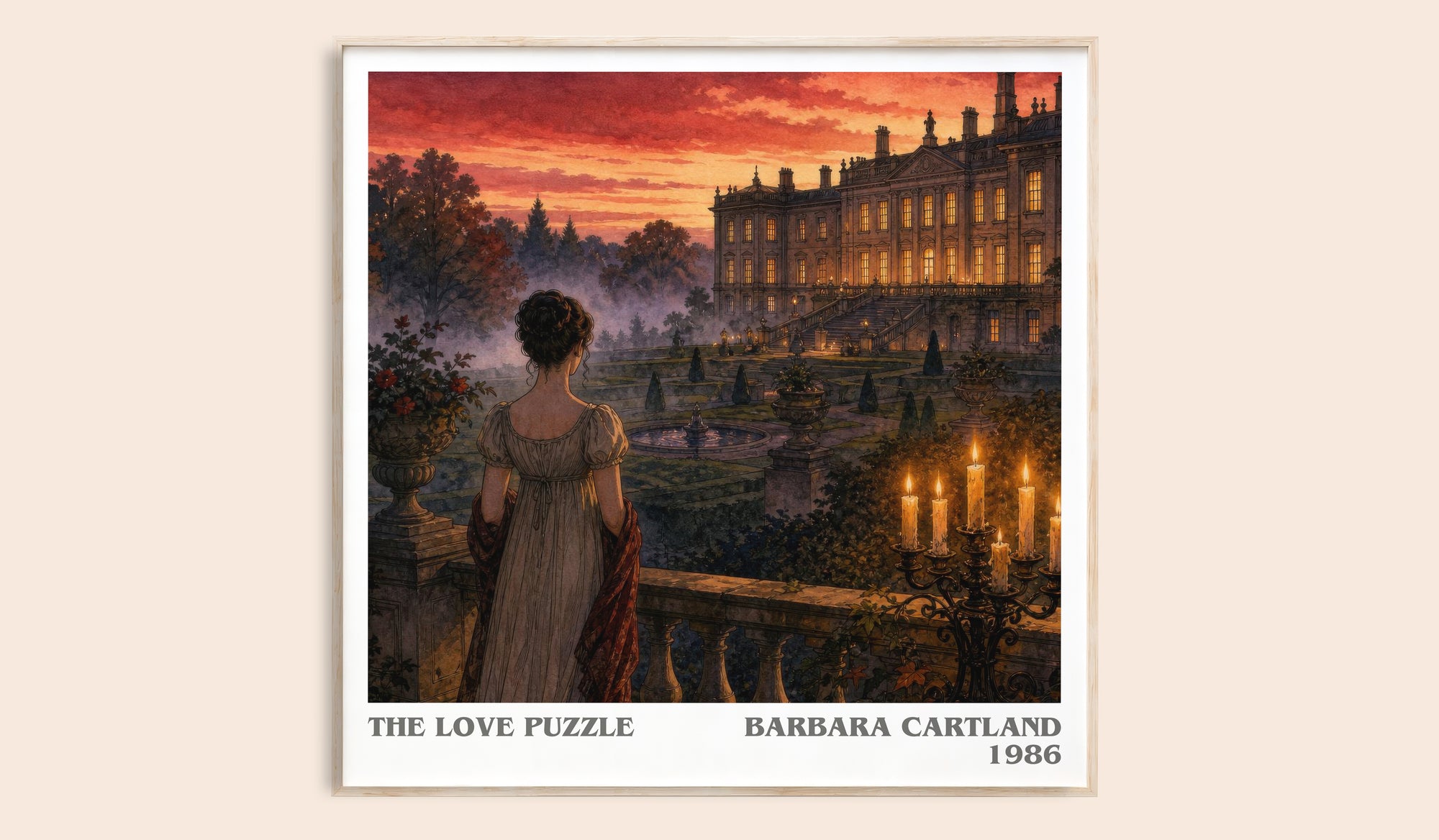 The Love Puzzle literary book poster by Barbara Cartland – framed literary art print