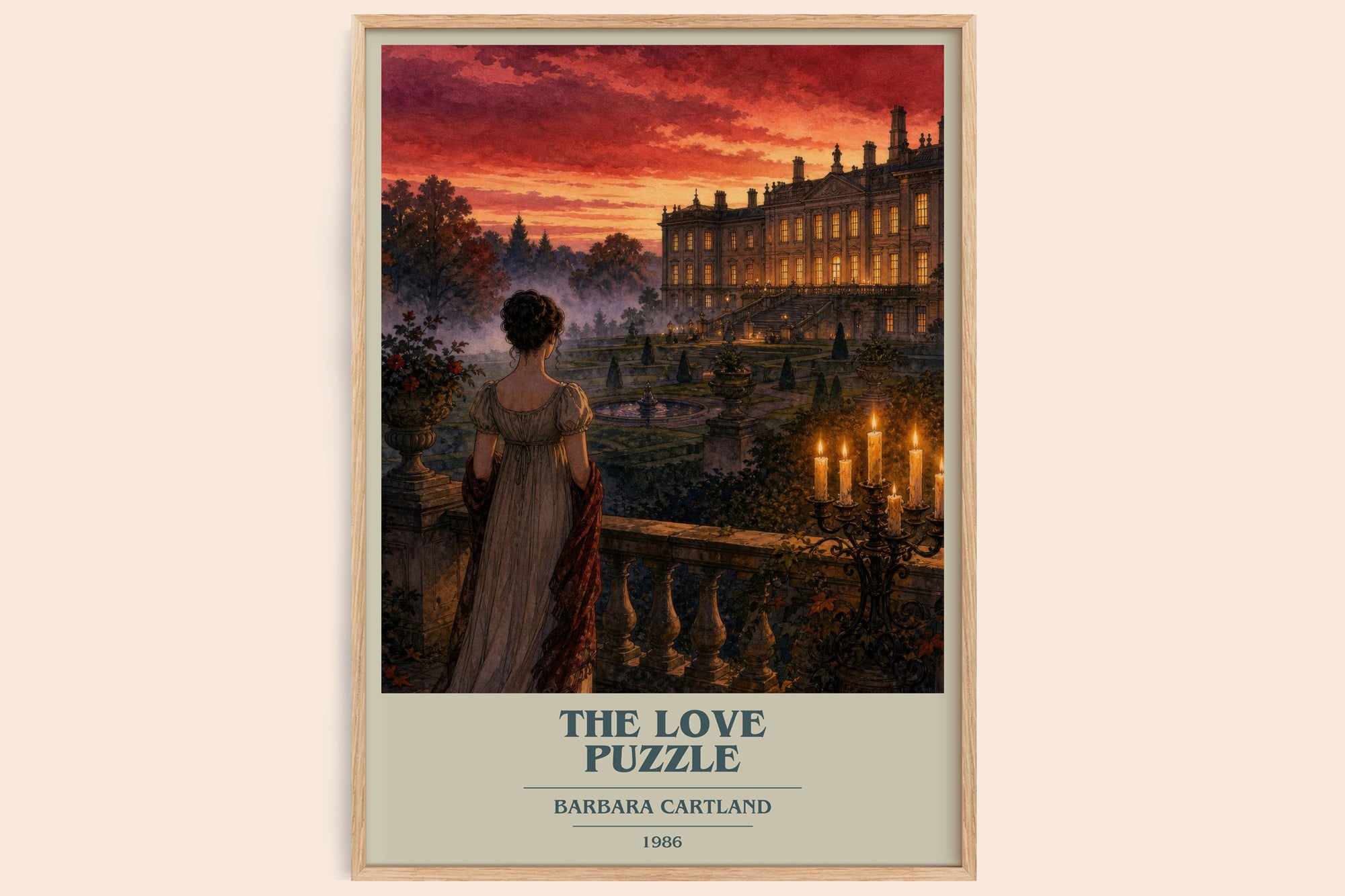 The Love Puzzle book cover book poster by Barbara Cartland – framed literary art print