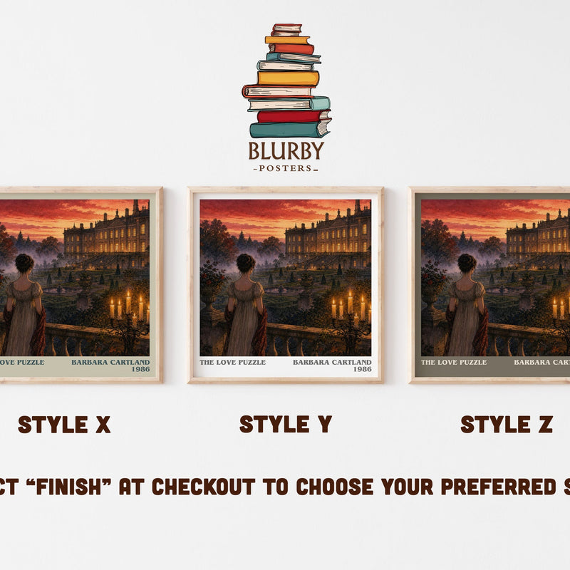 The Love Puzzle literary print in frame leaning in hallway – romance wall art