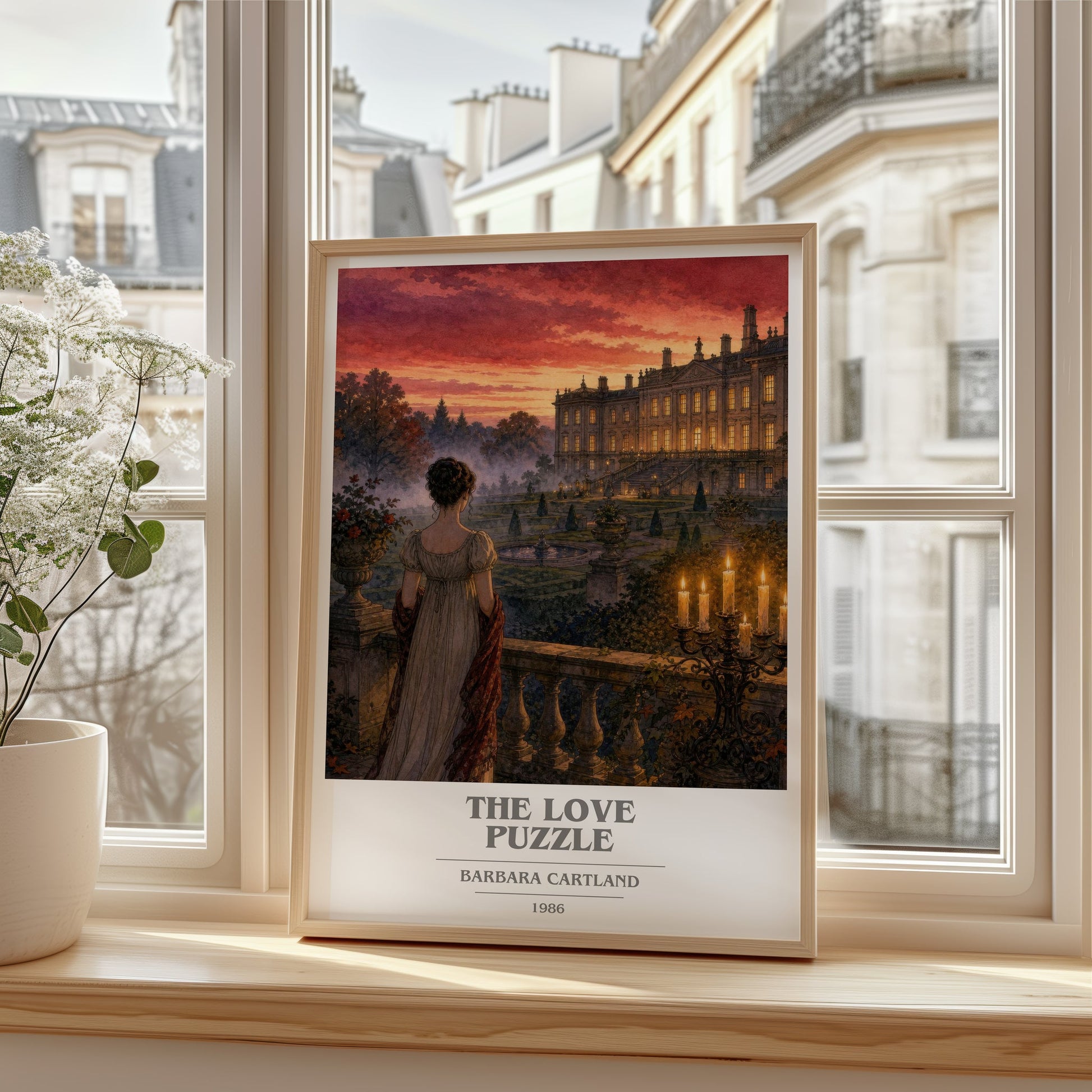 The Love Puzzle book cover poster colour and style options – Barbara Cartland book art