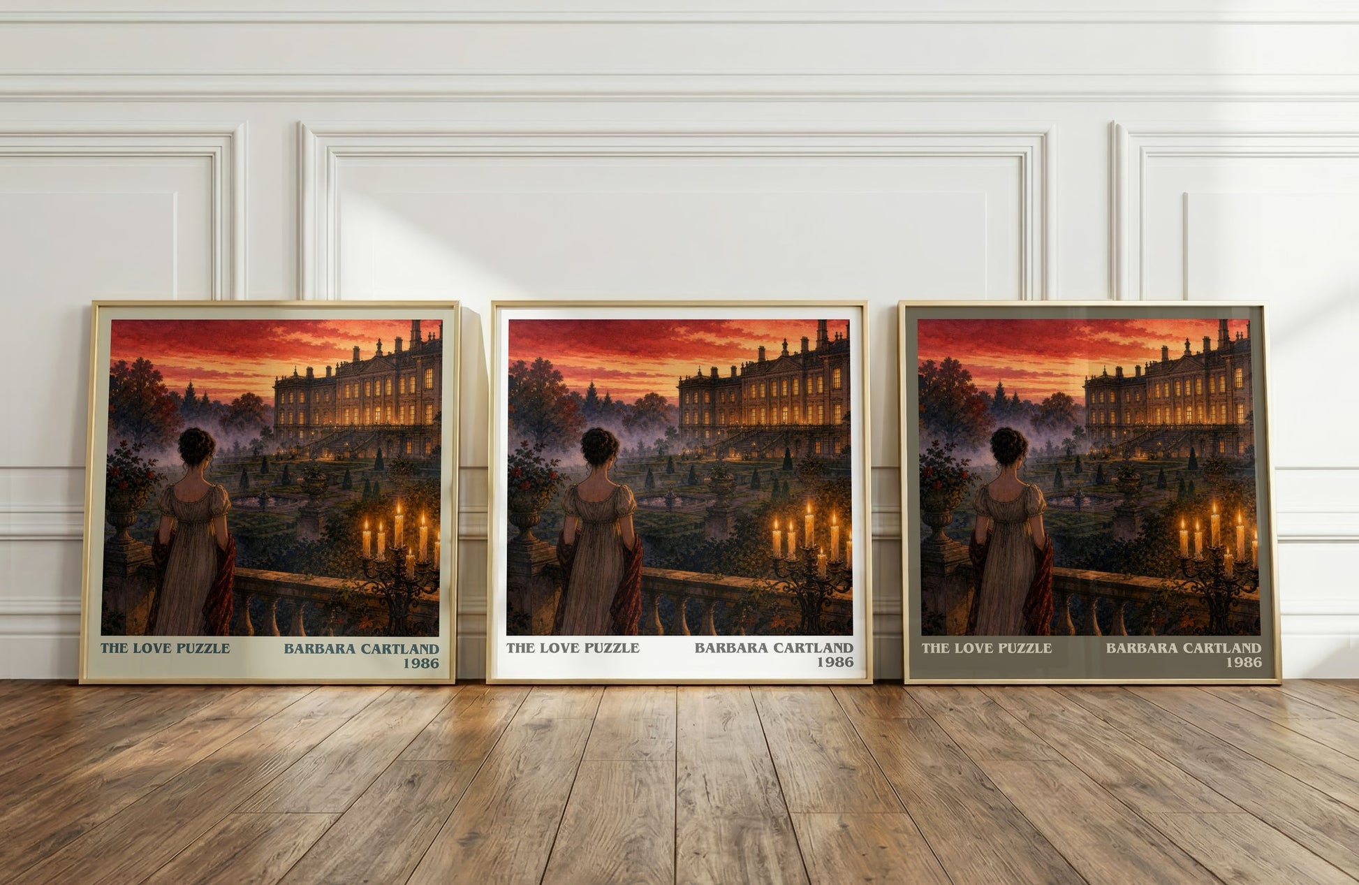 The Love Puzzle literary art print colour and style options – Barbara Cartland book art