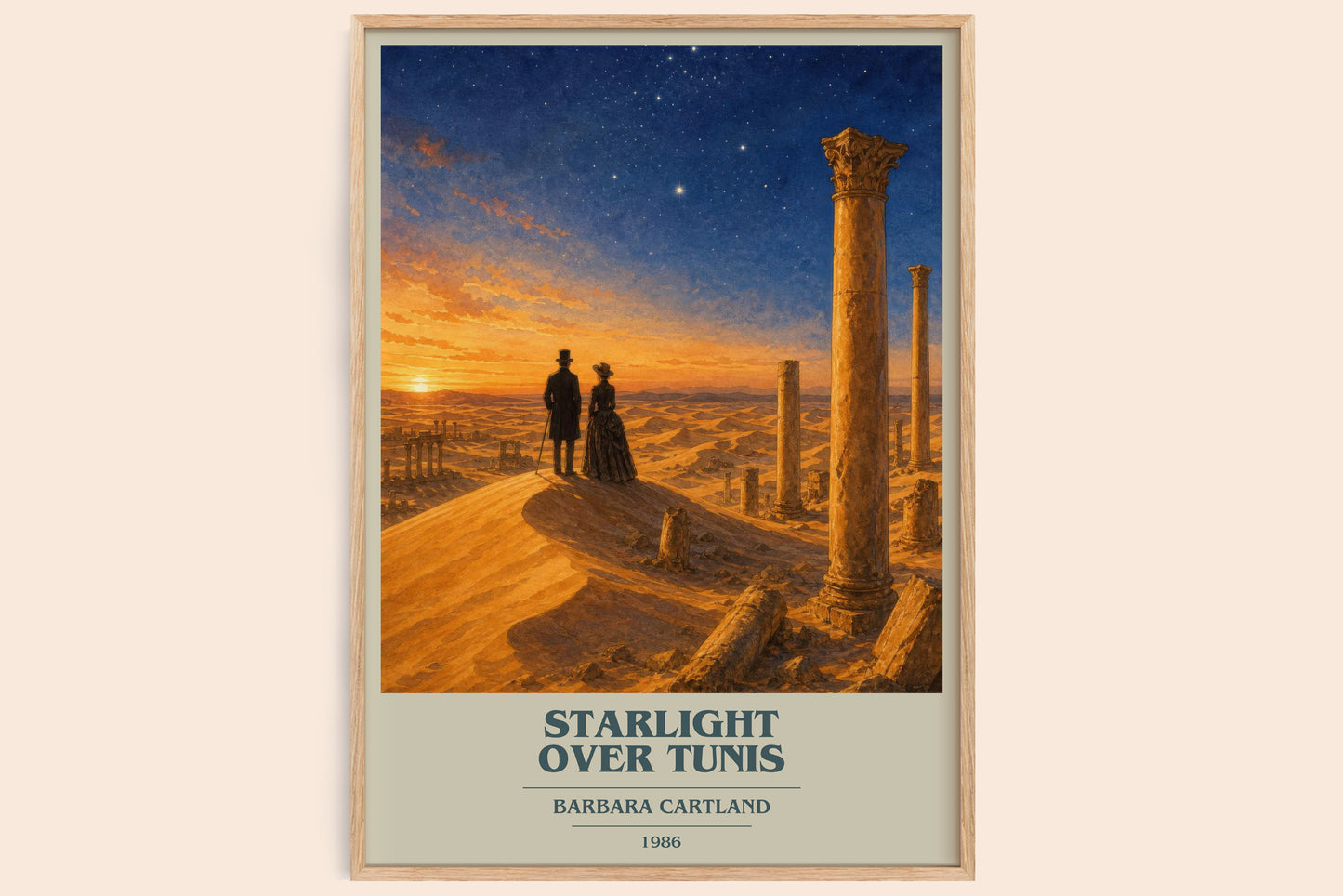 Starlight Over Tunis book cover book poster by Barbara Cartland – framed literary art print