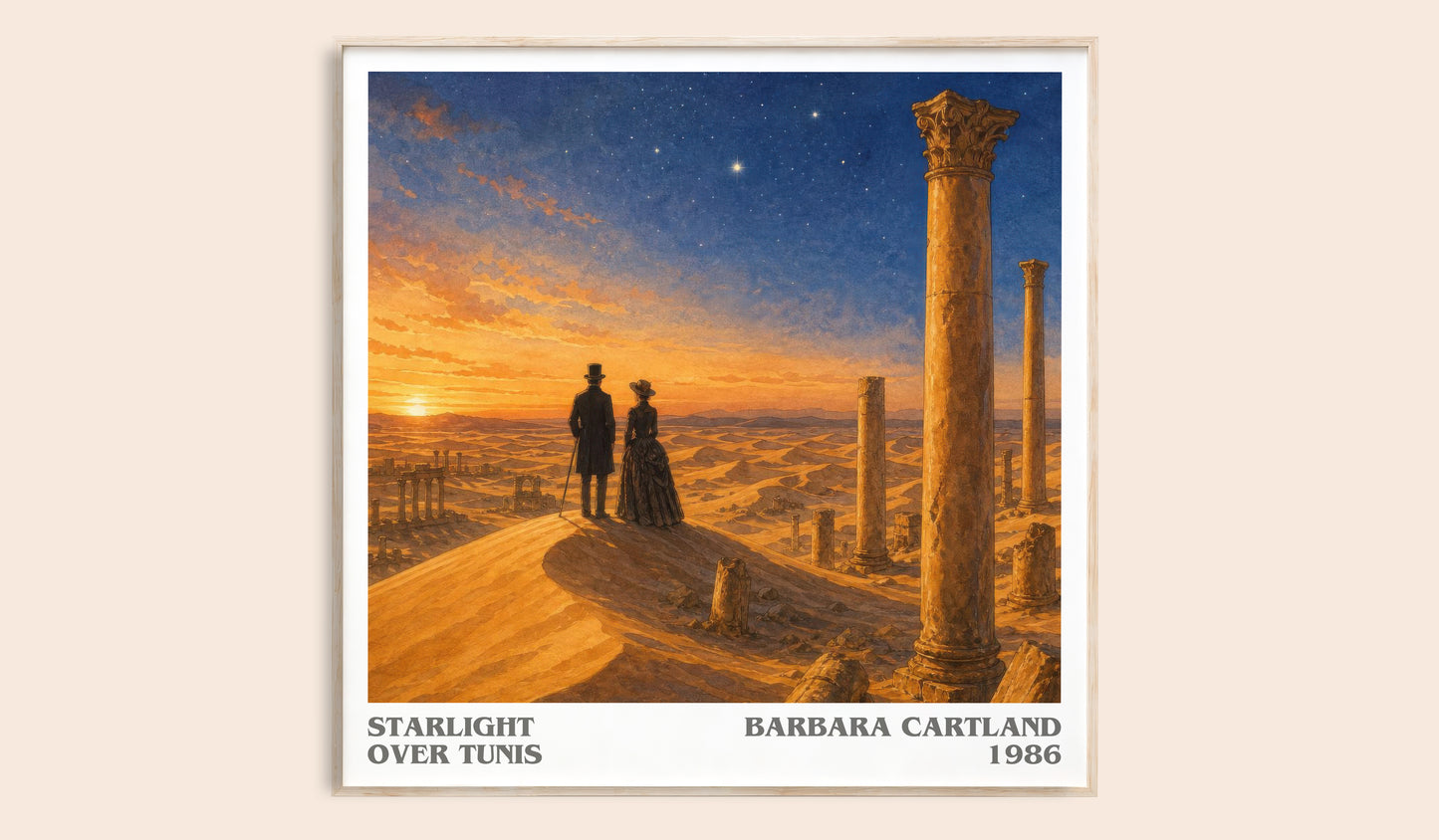 Starlight Over Tunis literary book poster by Barbara Cartland – framed literary art print