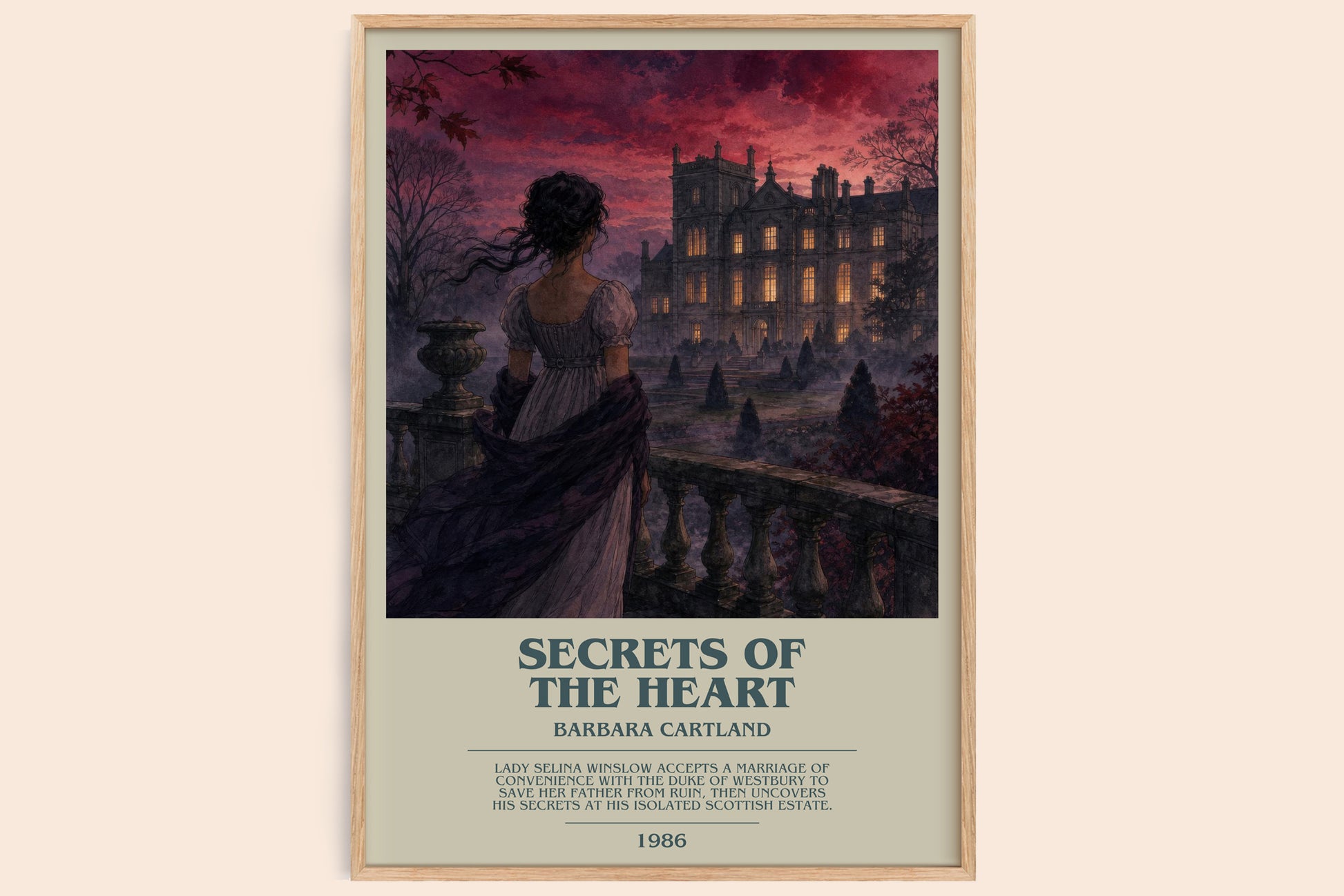Secrets Of The Heart bookish book poster by Barbara Cartland – framed literary art print