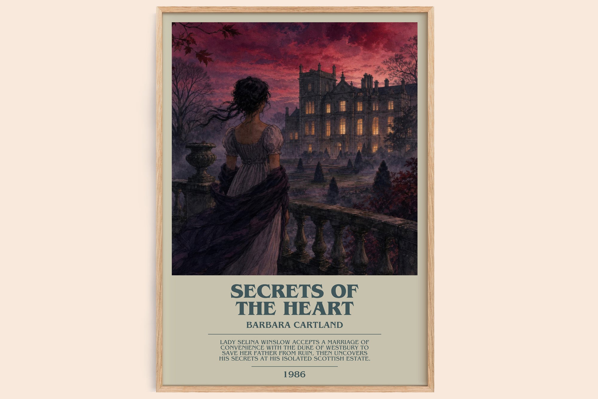 Secrets Of The Heart bookish book poster by Barbara Cartland – framed literary art print