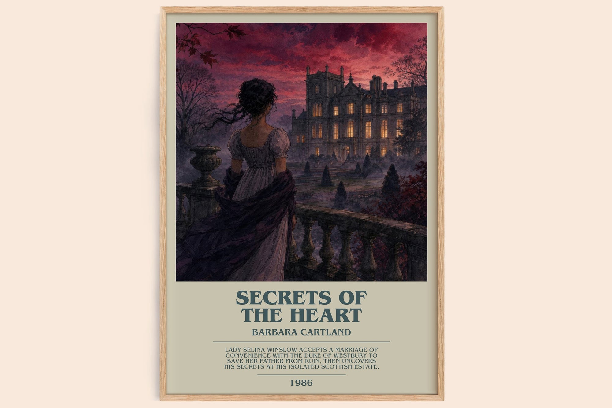 Secrets Of The Heart bookish book poster by Barbara Cartland – framed literary art print