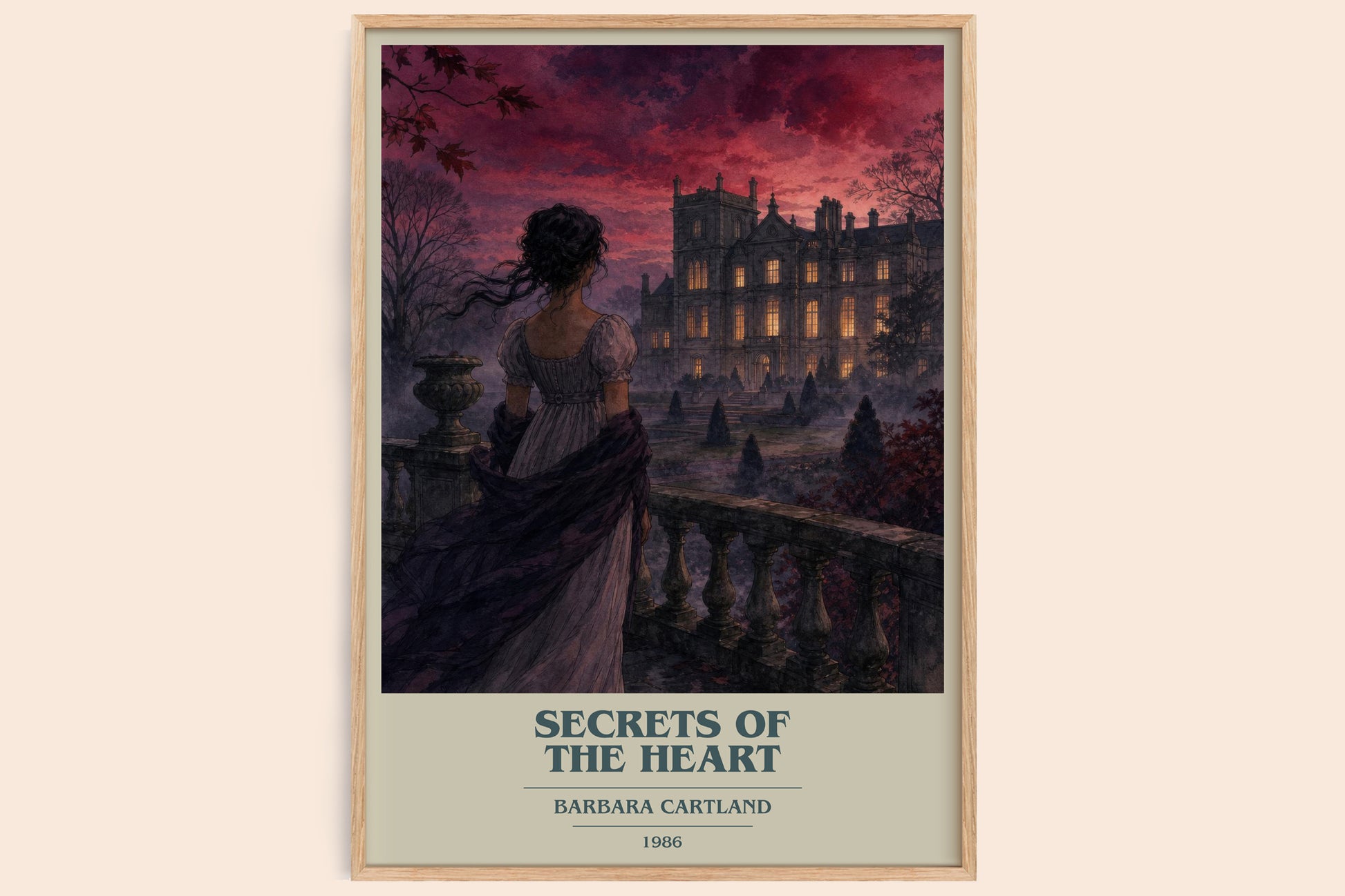 Secrets Of The Heart book cover book poster by Barbara Cartland – framed literary art print