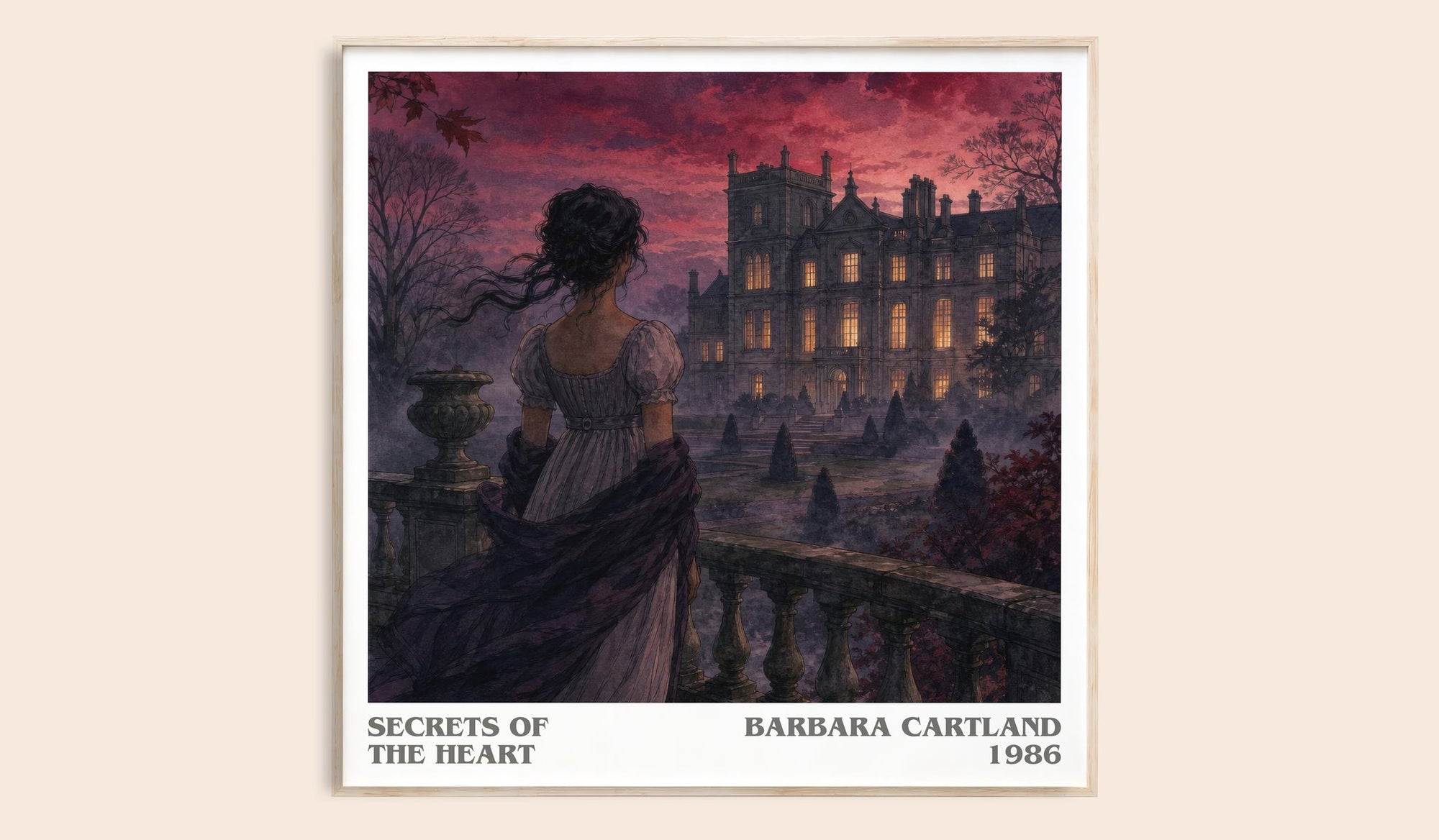 Secrets Of The Heart literary book poster by Barbara Cartland – framed literary art print
